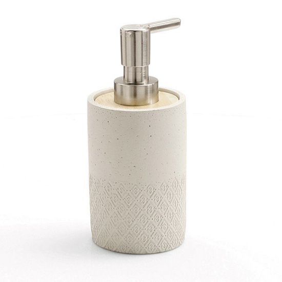 Immagine di DOSASAPONE DA APPOGGIO AFRODITE GRIGIO CEMENTO/BAMBU' CON EROGATORE CROMO GEDY