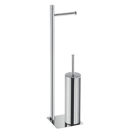 Immagine di PIANTANA A TERRA PORTAROTOLO E PORTASCOPINO TRILLY CROMO GEDY