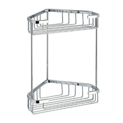 Immagine di PORTA OGGETTI DOCCIA A PARETE ANGOLARE 2 RIPIANI 20x15 CM CROMO GEDY