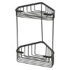 Immagine di PORTA OGGETTI DOCCIA A PARETE ANGOLARE 2 RIPIANI ALTO IN FILO NERO MATT GEDY