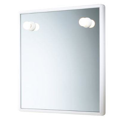 Immagine di SPECCHIO G-JUNIOR 55x60 CM CON LUCI RESINA BIANCO GEDY