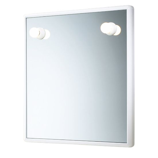 Immagine di SPECCHIO G-JUNIOR 55x60 CM CON LUCI RESINA BIANCO GEDY