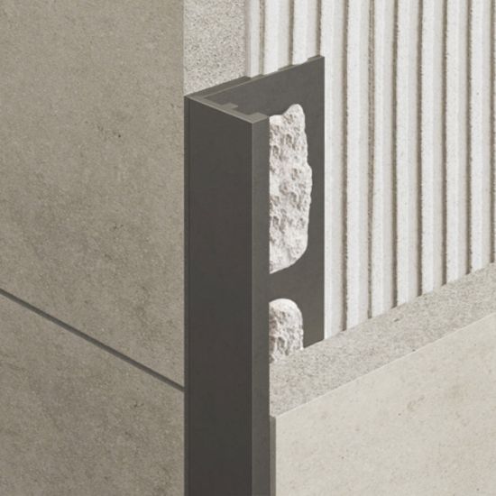 Immagine di PROFILO ANGOLARE ELLE ALLUMINIO VERNICIATO 114 ANTRACITE SPESSORE 10 MM L. 270 CM COD. ZV/10