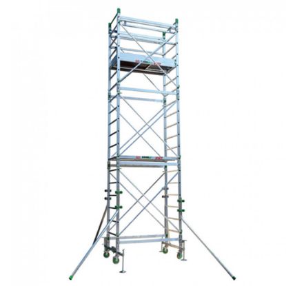 Immagine di TRABATTELLO ALLUMINIO MODELLO DOGE 65 ALTO MT. 9,50 (ALTEZZA MAX DI LAVORO MT .10,30) FACAL