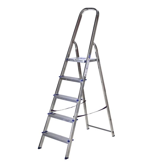 Immagine di SCALA A LIBRETTO ALLUMINIO 5 GRADINI MODELLO ALFA ALTEZZA MAX DI LAVORO 295 CM FACAL