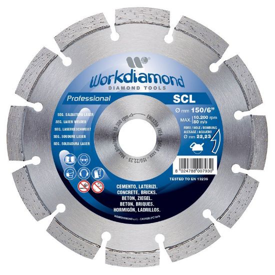 Immagine di DISCO DIAMANTATO PER SCANALATORE/SETTORE DIAMETRO 150 MM EDILIZIA TAGLIO A SECCO