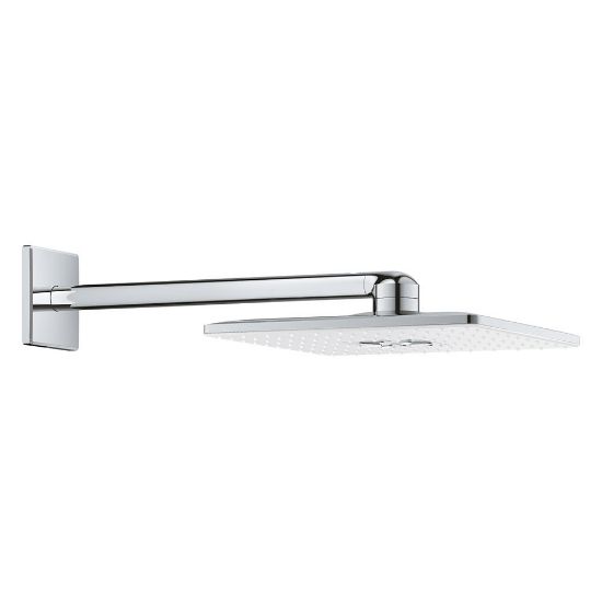 Immagine di SOFFIONE QUADRO CON BRACCIO RAINSHOWER 310 DOCCIA 2 GETTI 30x30 CM MOON WHITE GROHE