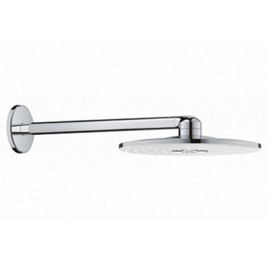 Immagine di SOFFIONE TONDO CON BRACCIO RAINSHOWER 310 DOCCIA 2 GETTI DIAMETRO 30 CM MOON WHITE GROHE