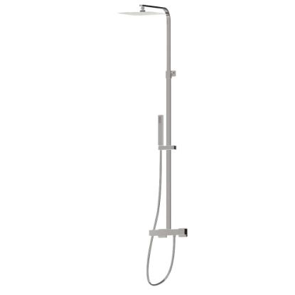 Immagine di COLONNA DOCCIA TERMOSTATICA SOFFIONE QUADRO 25x25 CM CON DOCCETTA CROMO NEW FORM