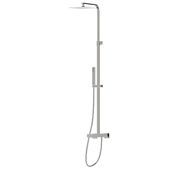 Immagine di COLONNA DOCCIA TERMOSTATICA SOFFIONE QUADRO 25x25 CM CON DOCCETTA CROMO NEW FORM