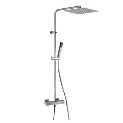 Immagine di COLONNA DOCCIA TERMOSTATICA SOFFIONE QUADRO 20x20 CM CON DOCCETTA DAX CROMO PAINI