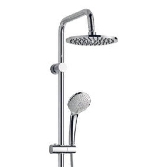 Immagine di COLONNA DOCCIA SOFFIONE TONDO Ø 20 CM CON DOCCETTA IDEALDUO CROMO IDEAL STANDARD