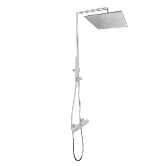 Immagine di COLONNA DOCCIA SOFFIONE QUADRO 20x20 CM CON DOCCETTA STYLE CROMO QD ITALIA