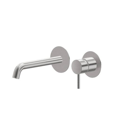 Immagine di PARTE ESTERNA MISCELATORE LAVABO PARETE 2 FORI BOCCA CORTA X-STEEL 316 ACCIAIO INOX NEWFORM