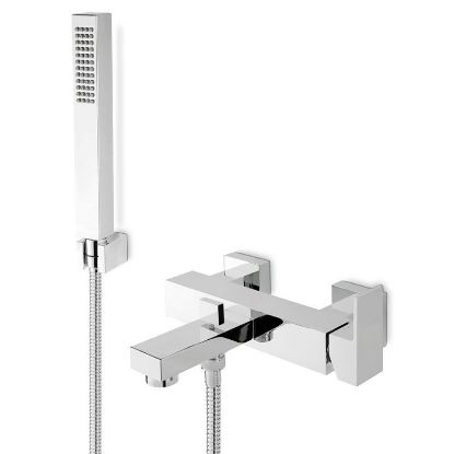 Immagine di MISCELATORE MONOCOMANDO ESTERNO VASCA CON DOCCETTA E SUPPORTO ERGO-Q CROMO NEWFORM