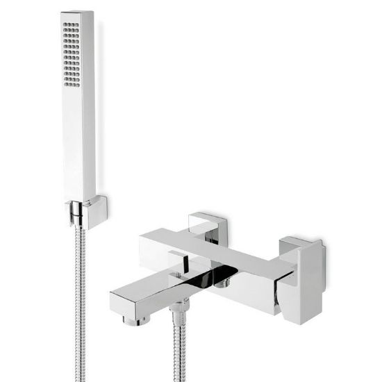 Immagine di MISCELATORE MONOCOMANDO ESTERNO VASCA CON DOCCETTA E SUPPORTO ERGO-Q CROMO NEWFORM