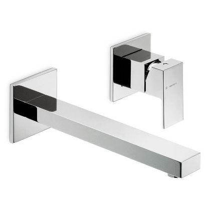 Immagine di PARTE ESTERNA MISCELATORE LAVABO PARETE 2 FORI BOCCA CORTA ERGO-Q CROMO NEWFORM