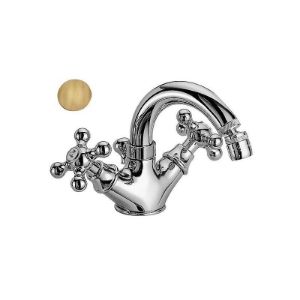 Immagine di GRUPPO MONOFORO BIDET CON CANNA DEDRA OTTONE ANTICO FRATTINI