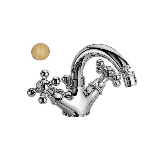 Immagine di GRUPPO MONOFORO BIDET CON CANNA DEDRA OTTONE ANTICO FRATTINI