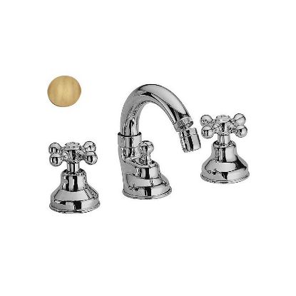 Immagine di GRUPPO BIDET CON BOCCA EROGAZIONE 3 FORI DEDRA OTTONE ANTICO FRATTINI