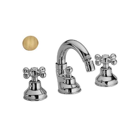 Immagine di GRUPPO BIDET CON BOCCA EROGAZIONE 3 FORI DEDRA OTTONE ANTICO FRATTINI
