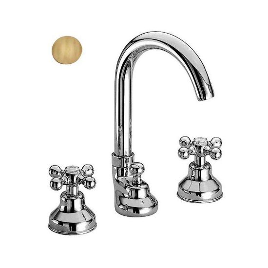 Immagine di GRUPPO LAVABO BOCCA ALTA 3 FORI DEDRA OTTONE ANTICO FRATTINI
