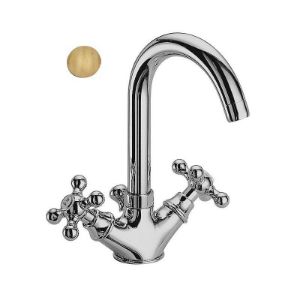 Immagine di GRUPPO MONOFORO LAVABO BOCCA ALTA DEDRA OTTONE ANTICO FRATTINI