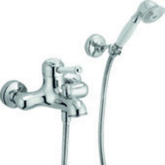 Immagine di MISCELATORE MONOCOMANDO ESTERNO VASCA CON DOCCETTA MORGAN PRESTIGE CROMO FRATTINI