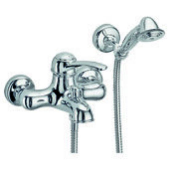 Immagine di MISCELATORE MONOCOMANDO ESTERNO VASCA CON DOCCETTA MORGAN CROMO ORO FRATTINI