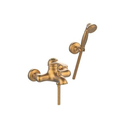 Immagine di MISCELATORE MONOCOMANDO ESTERNO VASCA CON DOCCETTA MORGAN OTTONE ANTICO FRATTINI
