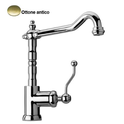 Immagine di MISCELATORE LAVELLO BOCCA ANTICA DUOMO OTTONE ANTICO PAINI