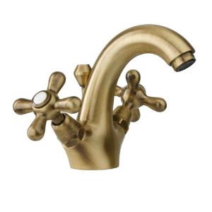 Immagine di GRUPPO MONOFORO LAVABO LIBERTY OTTONE ANTICO PAINI