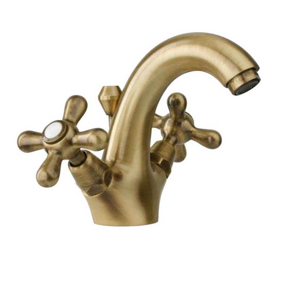 Immagine di GRUPPO MONOFORO LAVABO LIBERTY OTTONE ANTICO PAINI