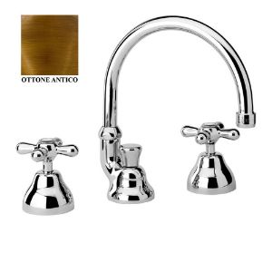 Immagine di GRUPPO LAVABO ALTO 3 FORI LIBERTY OTTONE ANTICO PAINI