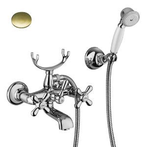 Immagine di GRUPPO ESTERNO VASCA CON DUPLEX LIBERTY OTTONE ANTICO PAINI