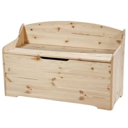 Immagine di CASSAPANCA IN PINO CON COPERCHIO E SCHIENALE 80x35 ALTA 53 CM