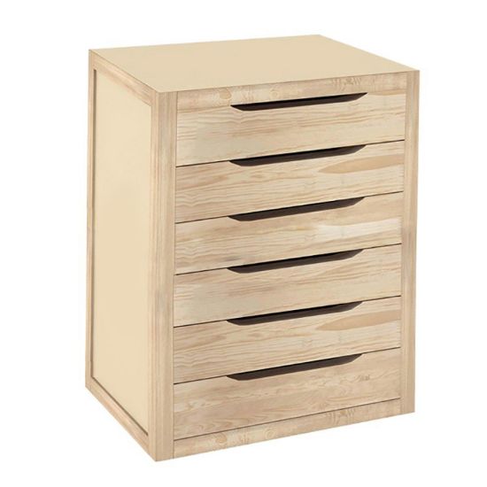 Immagine di CASSETTIERA IN ABETE 6 CASSETTI 38x30 CM ALTEZZA 60 CM
