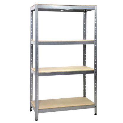 Immagine di SCAFFALE METALLO IN KIT CON RINFORZO 4 PIANI IN LEGNO PORTATA 75 KG PER RIPIANO 120x50 ALTO 180 CM