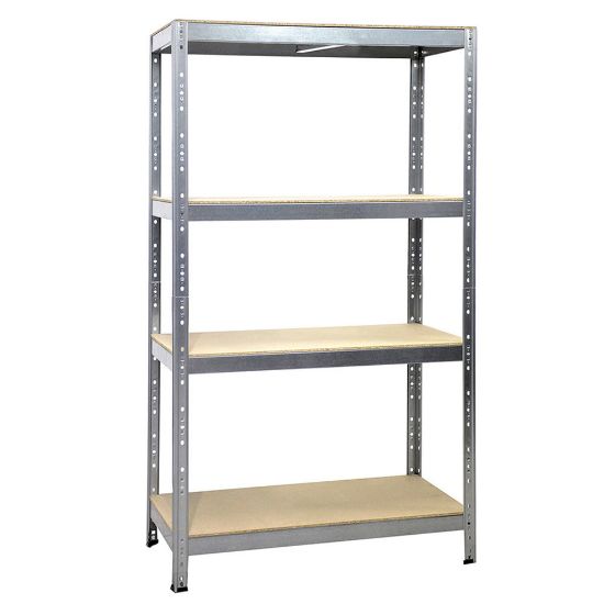 Immagine di SCAFFALE METALLO IN KIT CON RINFORZO 4 PIANI IN LEGNO PORTATA 75 KG PER RIPIANO 120x50 ALTO 180 CM
