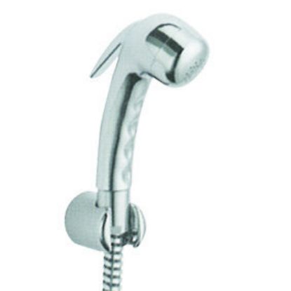 Immagine di SET DOCCETTA A PULSANTE CON SUPPORTO E FLESSIBILE CROMO THERMOMAT