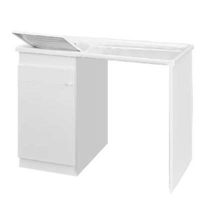 Immagine di LAVATOIO CON COPRILAVATRICE SX 107x60 CM RESINA BIANCO B.L. PLAST