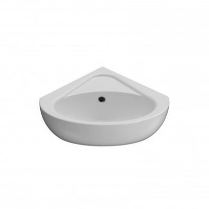 Immagine di LAVABO AD ANGOLO TORANO 41,5x46,5 CM INSTALLAZIONE SOSPESA MONOFORO CERAMICA BIANCA GLOBO