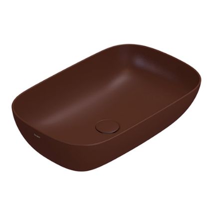 Immagine di LAVABO T-EDGE 60x38 CM INSTALLAZIONE APPOGGIO CERAMICA COLORE MATTONE GLOBO