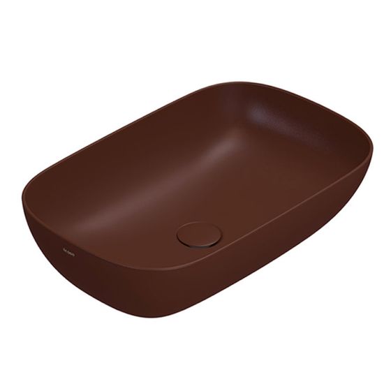 Immagine di LAVABO T-EDGE 60x38 CM INSTALLAZIONE APPOGGIO CERAMICA COLORE MATTONE GLOBO