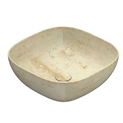 Immagine di LAVABO T-EDGE 42x42 CM INSTALLAZIONE APPOGGIO CERAMICA COLORE TRAVERTINO GLOBO