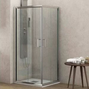 Immagine di BOX DOCCIA NEW FLORA ANGOLO SCORREVOLE 70x70 CM H 180 CRISTALLO TRASPARENTE SP. 5,5 MM CROMO KARAG