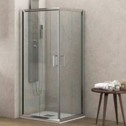 Immagine di BOX DOCCIA NEW FLORA ANGOLO SCORREVOLE 70x70 CM H 180 CRISTALLO TRASPARENTE SP. 5,5 MM CROMO KARAG
