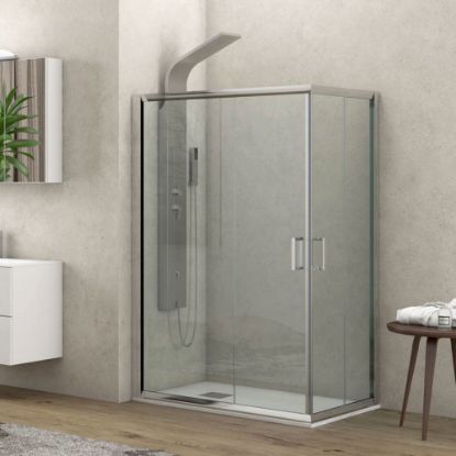 Immagine di BOX DOCCIA NEW FLORA ANGOLO SCORREVOLE 70x90 CM H 180 CRISTALLO TRASPARENTE SP. 5,5 MM CROMO KARAG