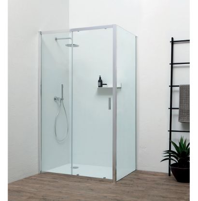 Immagine di PORTA SCORREVOLE FAST 137-141 CM (NICCHIA) CRISTALLO TRASPARENTE 6 MM CROMO REVERSIBILE KINEDO