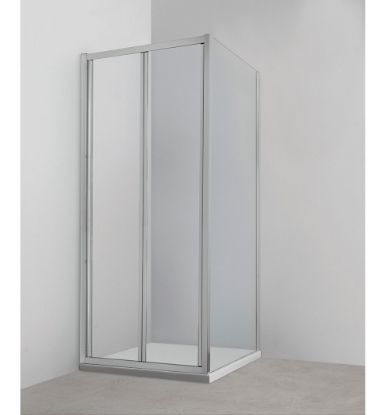 Immagine di PORTA A SOFFIETTO FAST 87-91 CM CRISTALLO TRASPARENTE 6 MM CROMO REVERSIBILE KINEDO